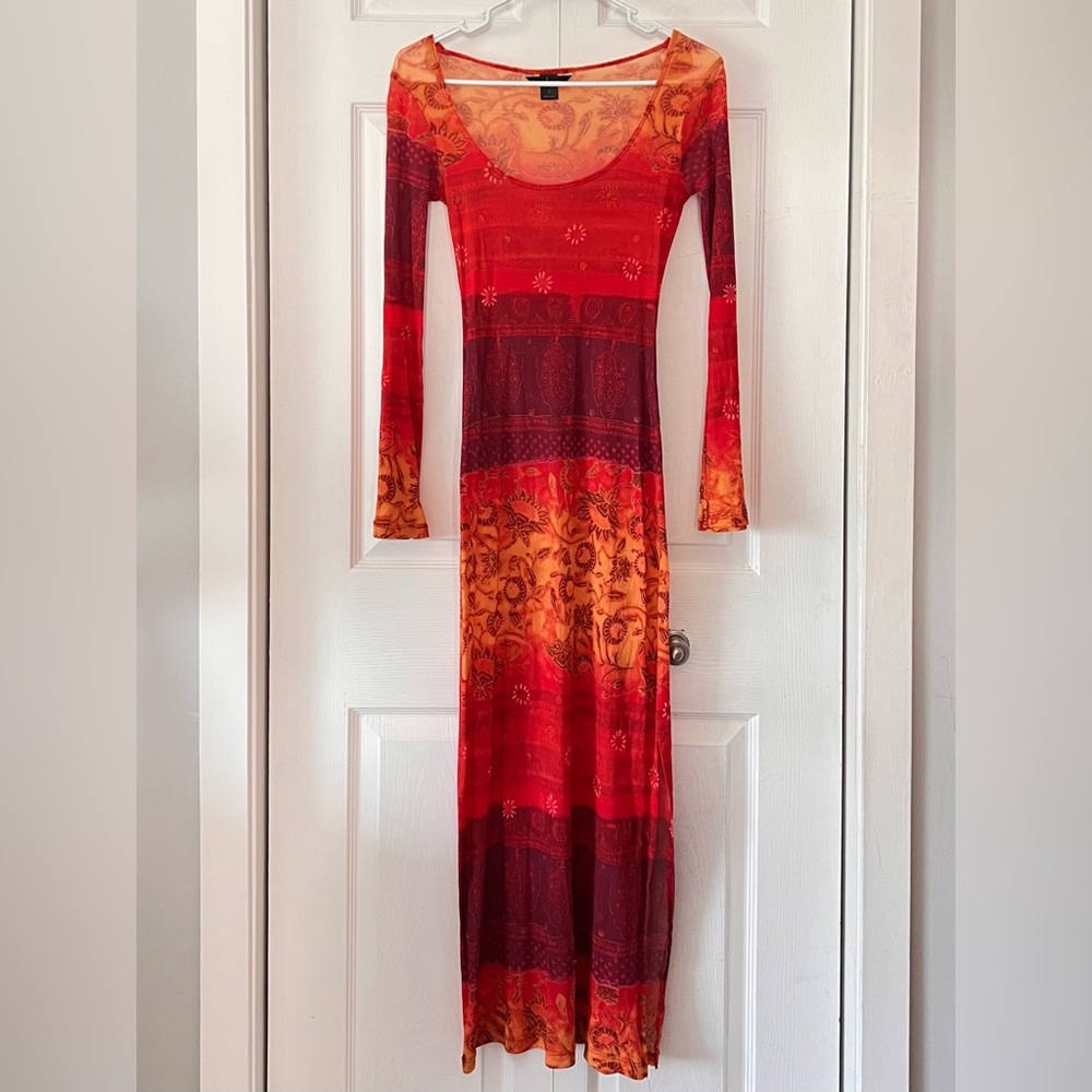 Moda International Mesh Multiprint Maxi Dress